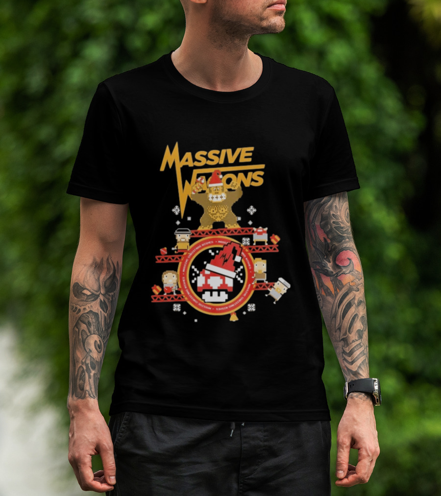 Massive Wagons 8bit Xmas Christmas Festive Donkey Kong T-Shirt