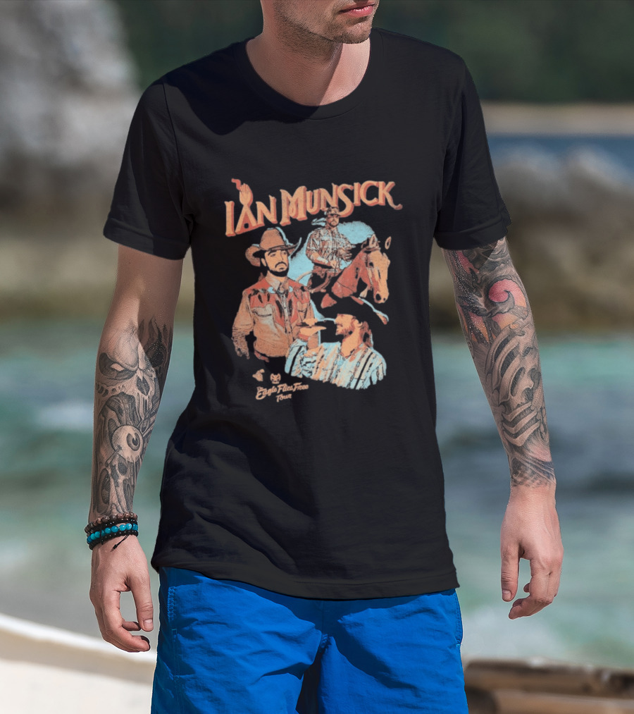 Ian Munsick Eagle Flies Free Tour 2026 Cowboy Photo Collage T-Shirt