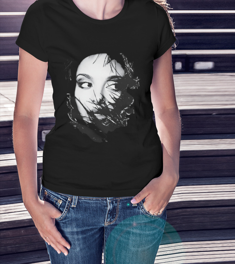 Jade Face Mysterious Gaze Black And White Brushstroke T-Shirt