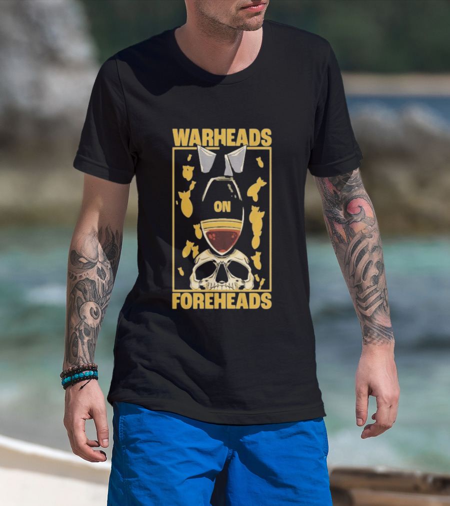 Warheads On Foreheads Skull With Bombs And Paratrooper Wings T-Shirt