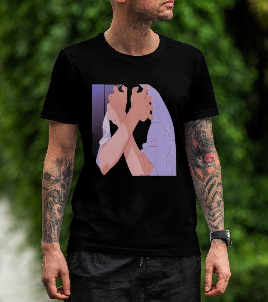 Ikari Shinji Sad Guy Clenched Hands Anime Scene T-Shirt