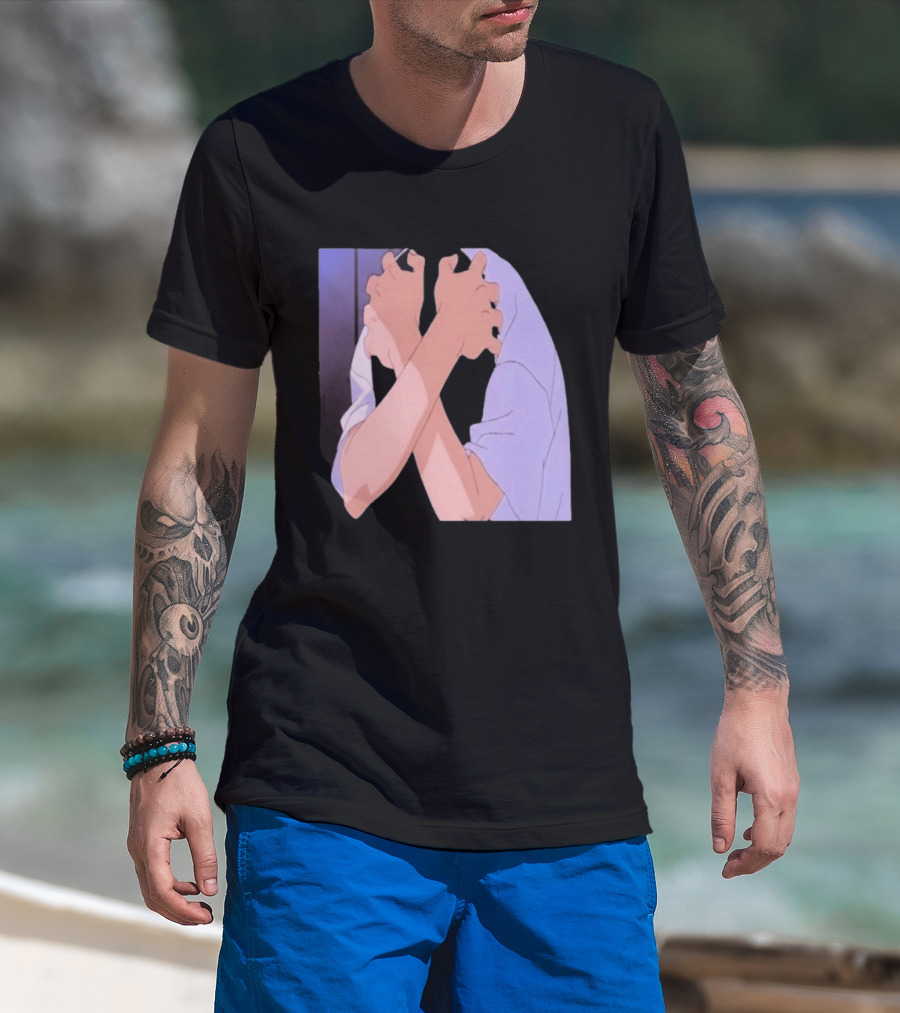 Ikari Shinji Sad Guy Clenched Hands Anime Scene T-Shirt
