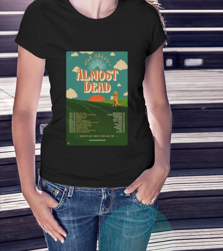 Joe Russo's Almost Dead Summer Tour 2026 Dates Red Sun Dog And Cloudy Sky T-Shirt
