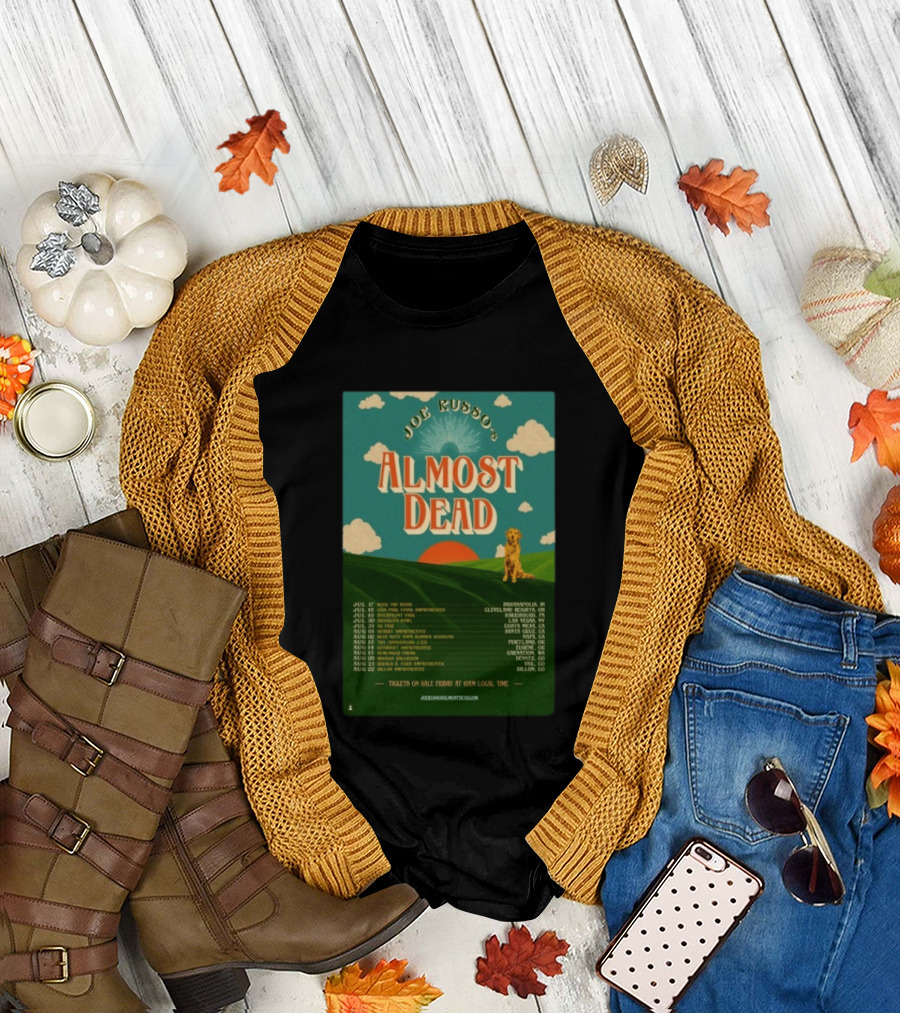 Joe Russo's Almost Dead Summer Tour 2026 Dates Red Sun Dog and Cloudy Sky T-Shirt