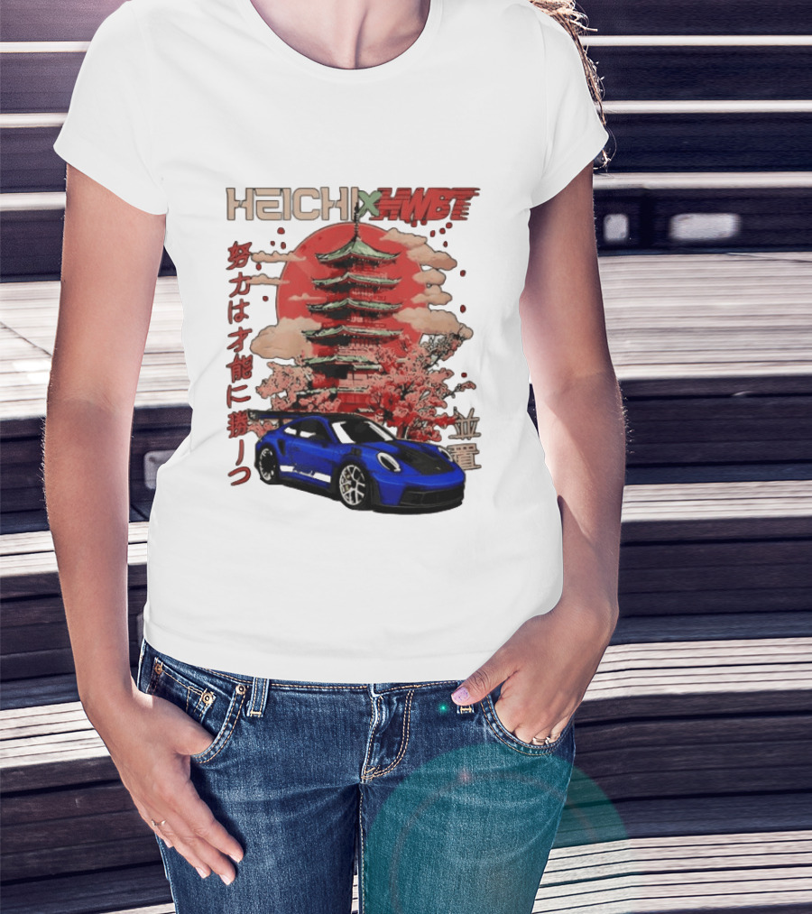 Haichi HWBT 2025 Pagoda Blue Sports Car Red Sun Japanese T-Shirt