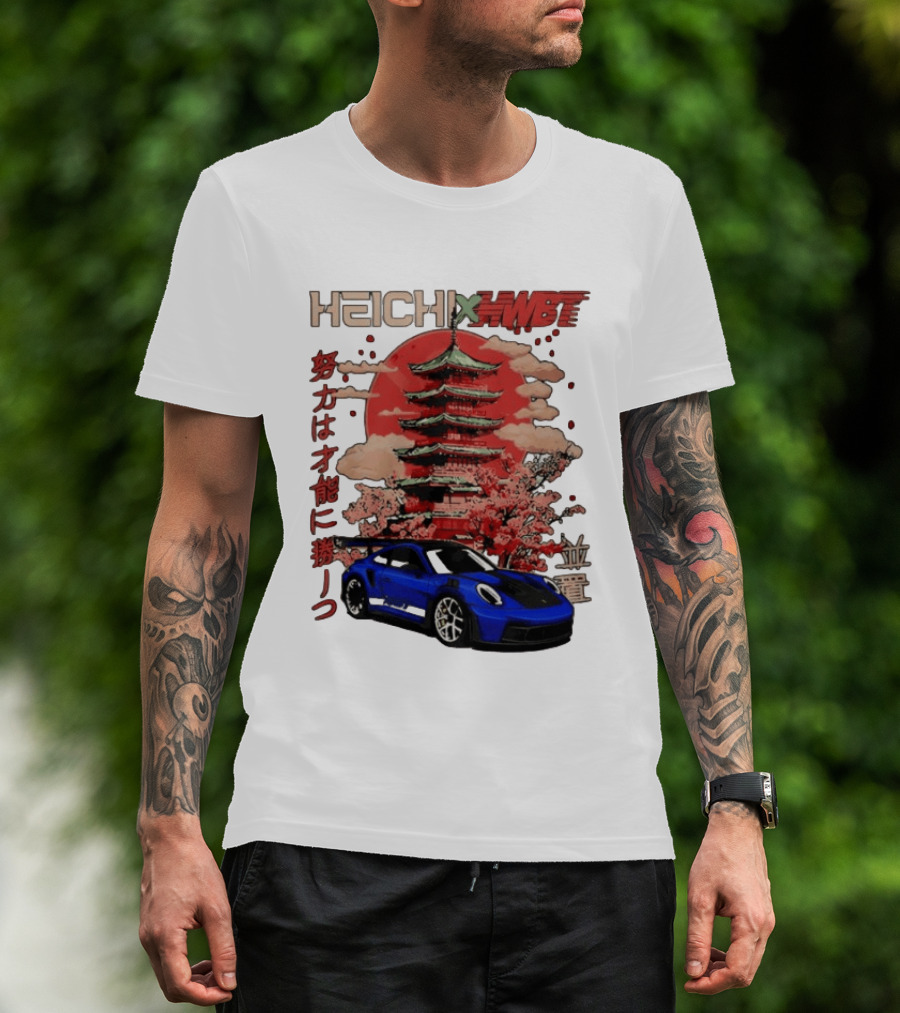 Haichi HWBT 2025 Pagoda Blue Sports Car Red Sun Japanese T-Shirt