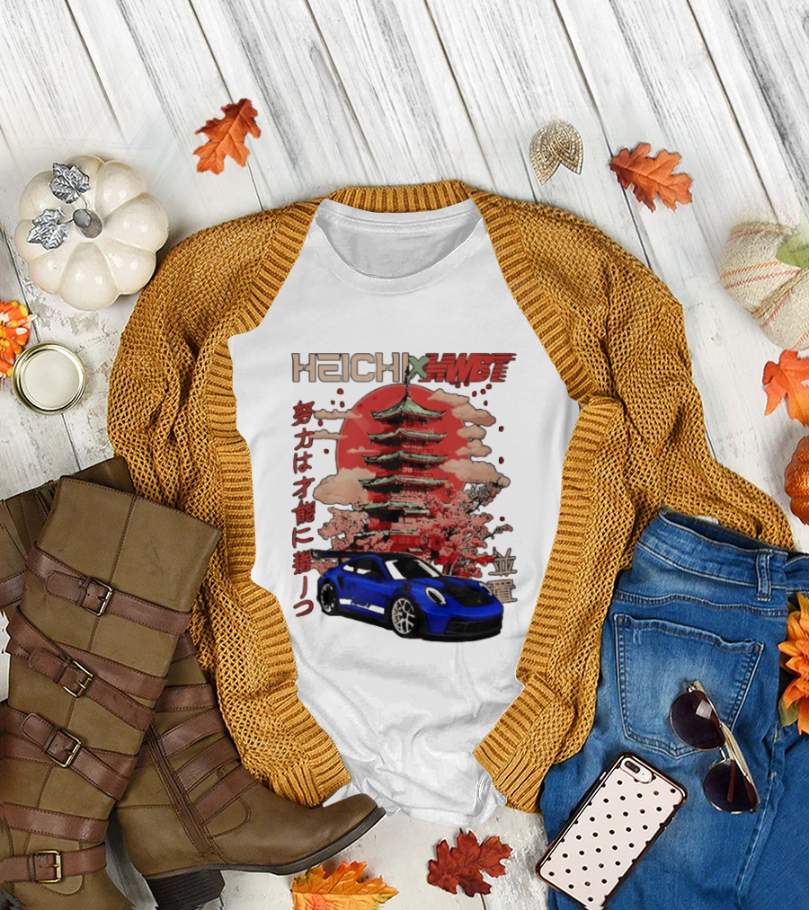 Haichi HWBT 2025 Pagoda Blue Sports Car Red Sun Japanese T-Shirt