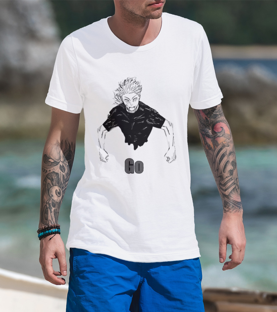 Satoru Gojo Half Body Go Meme Jujutsu Kaisen T-Shirt