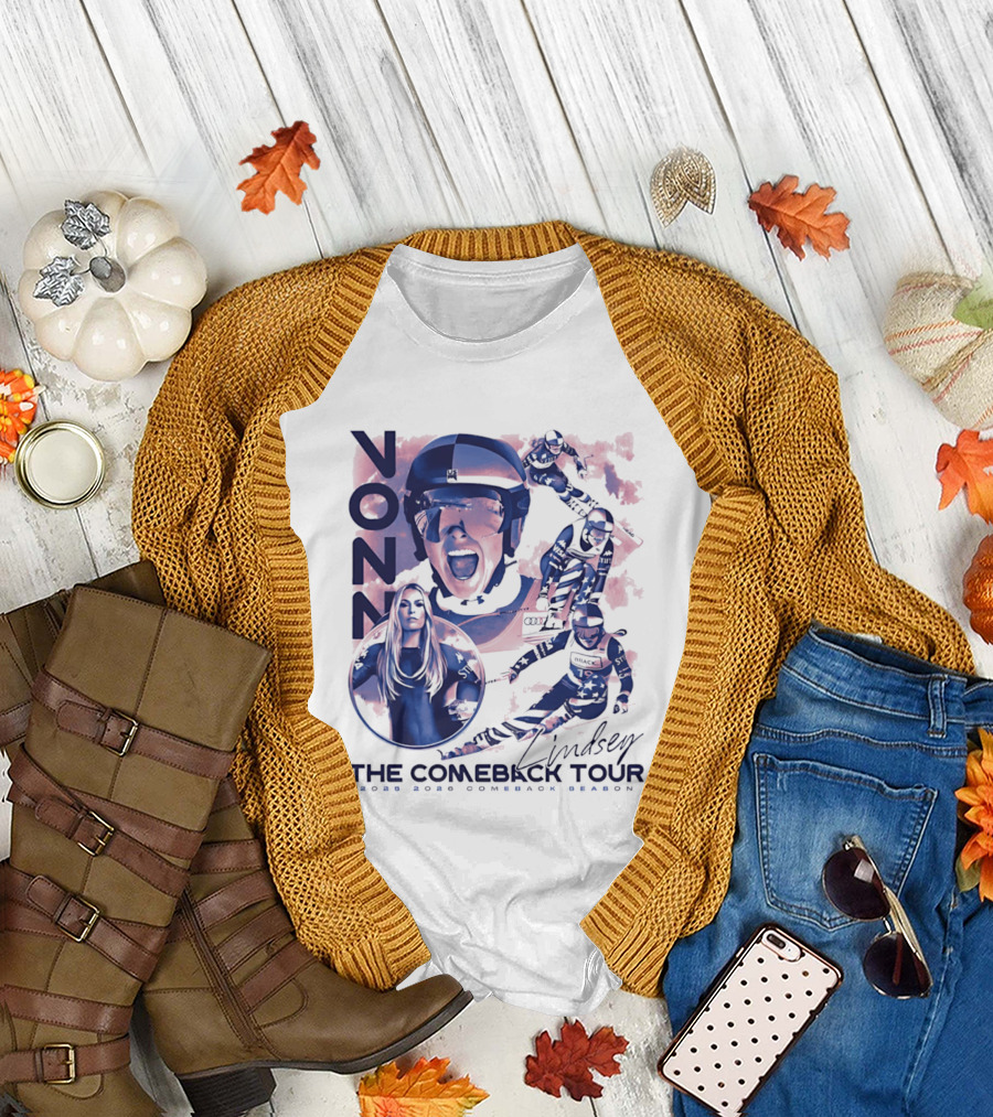 Lindsey Vonn The Comeback Tour 2025 2026 Comeback Season Alpine Skiing Adventure T-Shirt