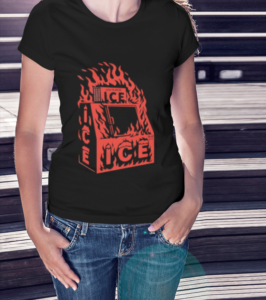 Abolish ICE Machine Flames Protest T-Shirt