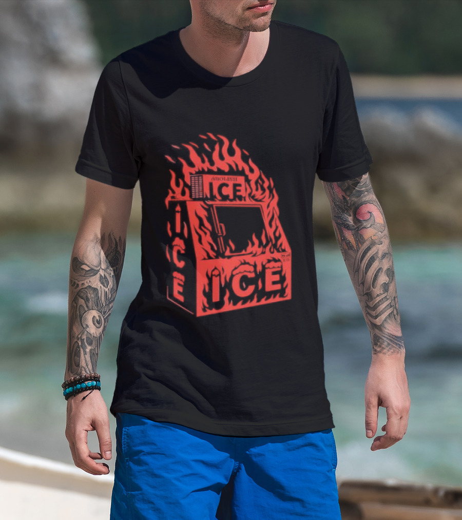Abolish ICE Machine Flames Protest T-Shirt