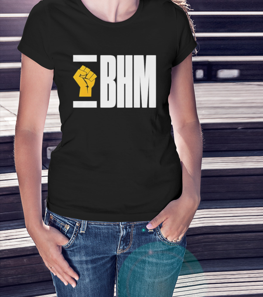 BHM Black History Month Yellow Raised Fist T-Shirt