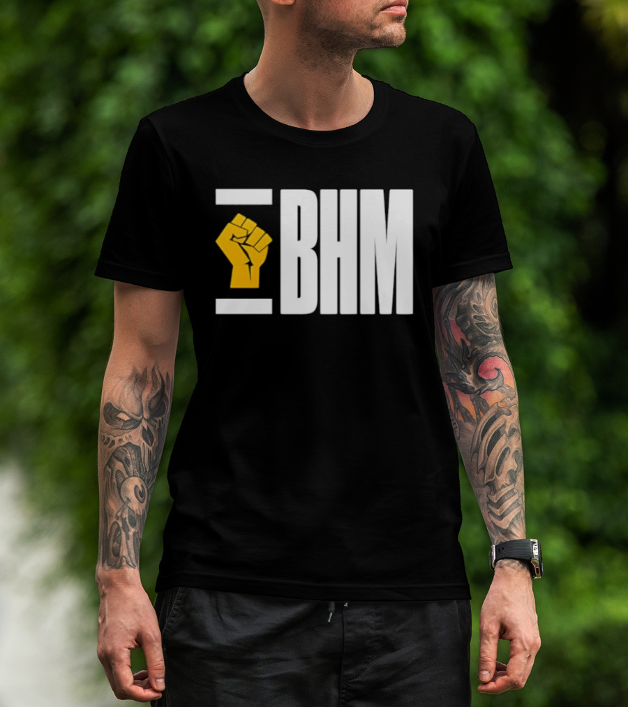BHM Black History Month Yellow Raised Fist T-Shirt