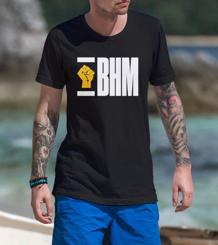 BHM Black History Month Yellow Raised Fist T-Shirt