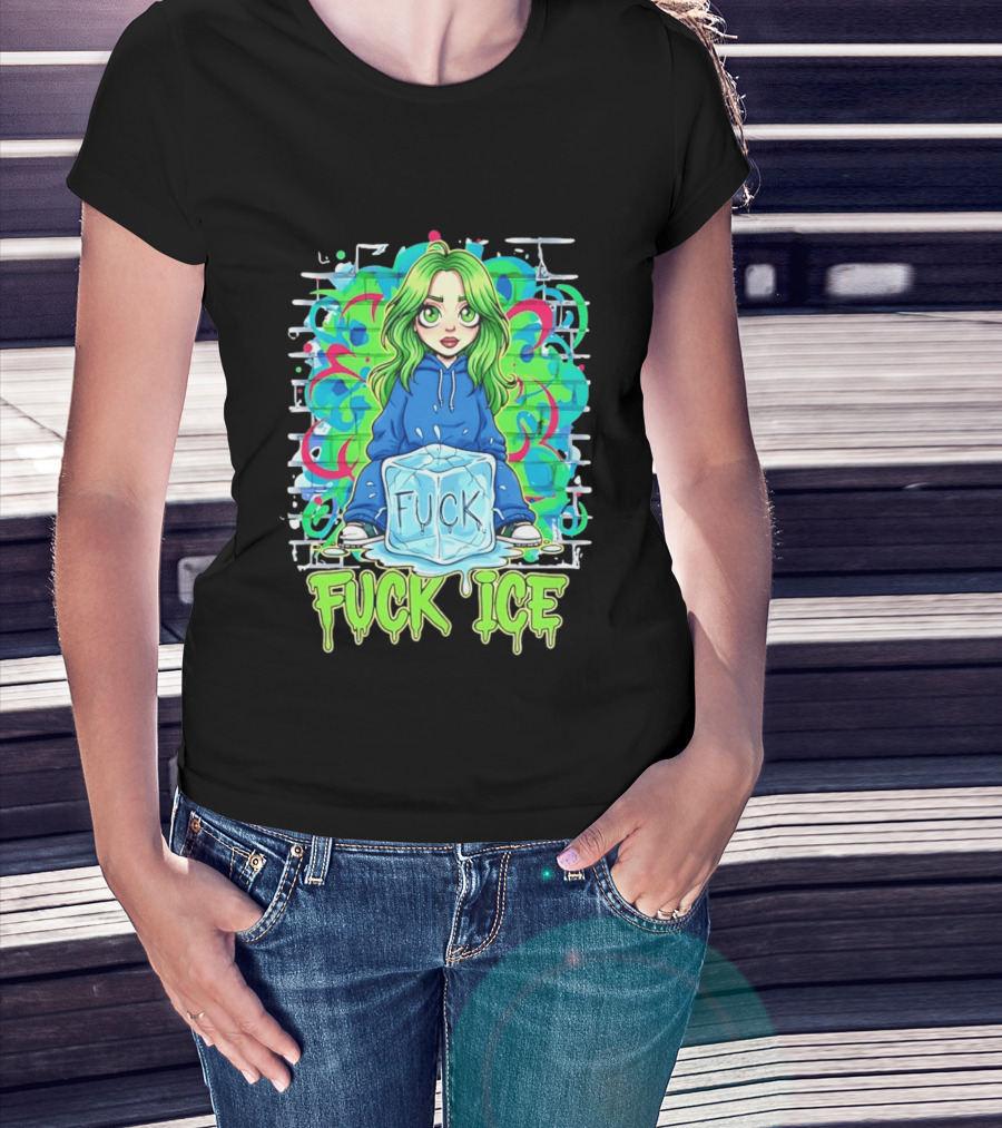 Billie Eilish Cartoon Fck Ice T-Shirt