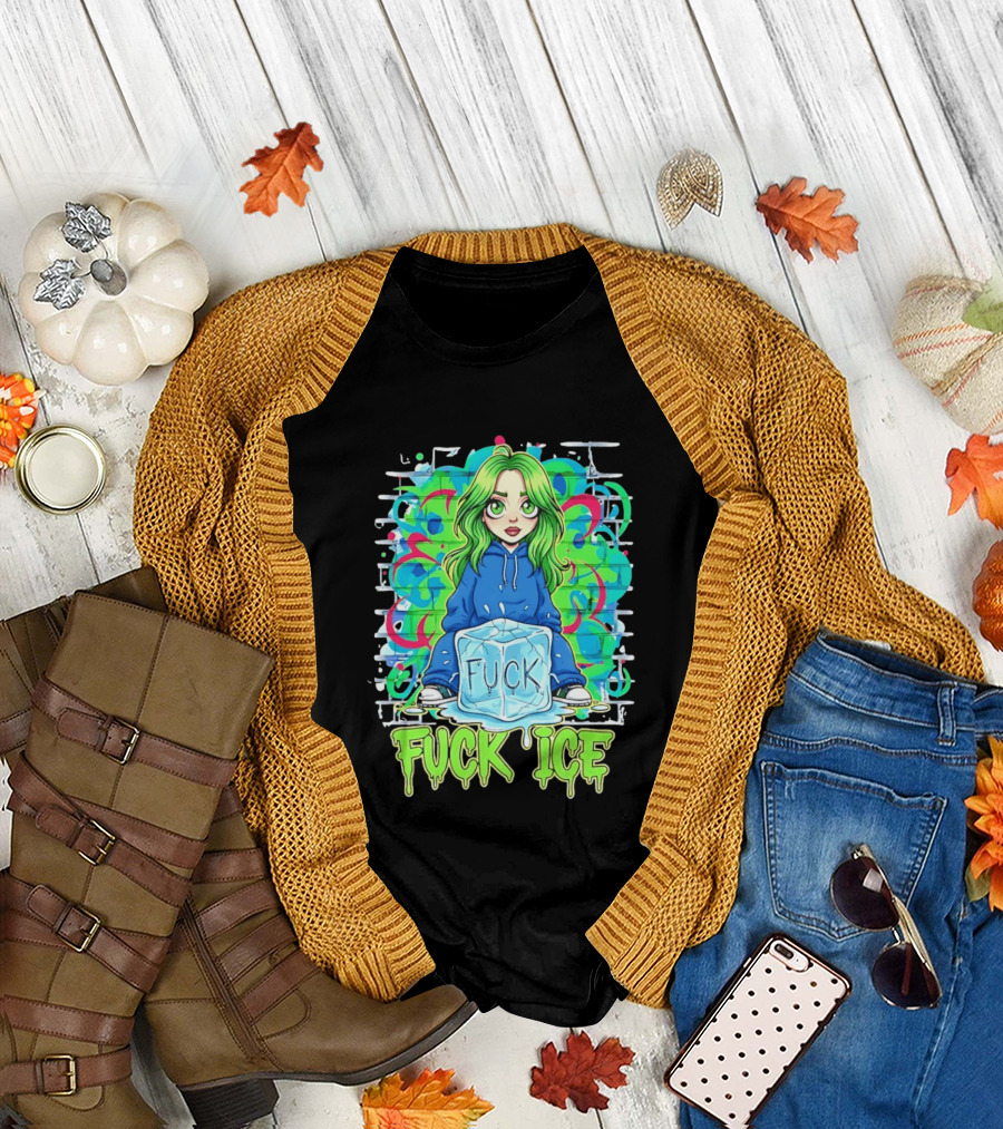 Billie Eilish Cartoon Fck Ice T-Shirt
