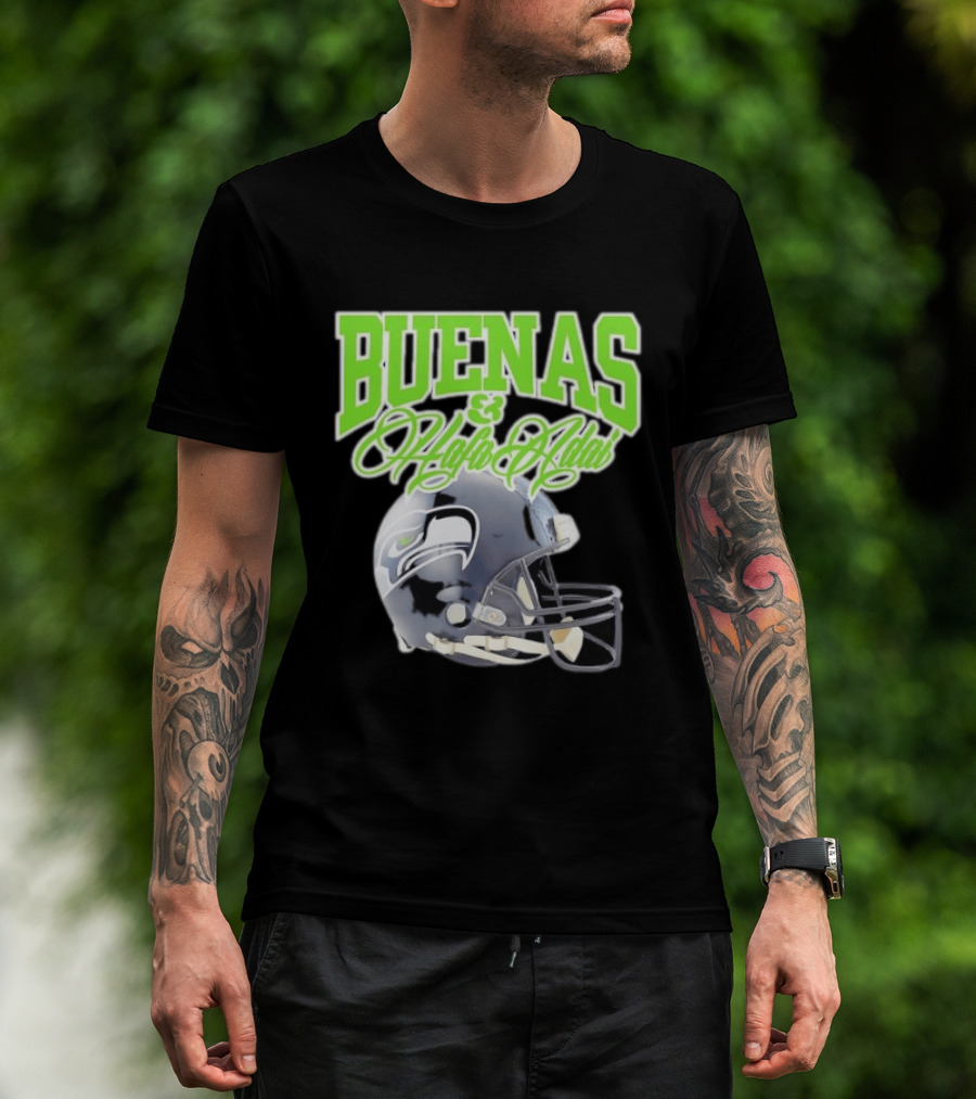 BUENAS Hafa Adai Seattle Seahawks Helmet T-Shirt