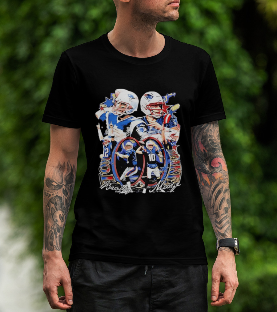 Drake Maye Tom Brady Patriots Quarterback Legacy Moments T-Shirt