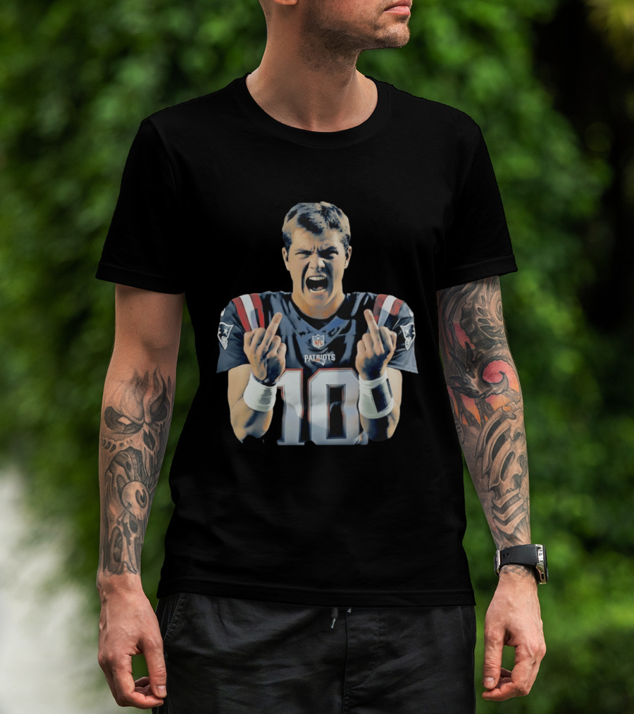 Drake Maye NE Patriots NFL Middle Finger T-Shirt