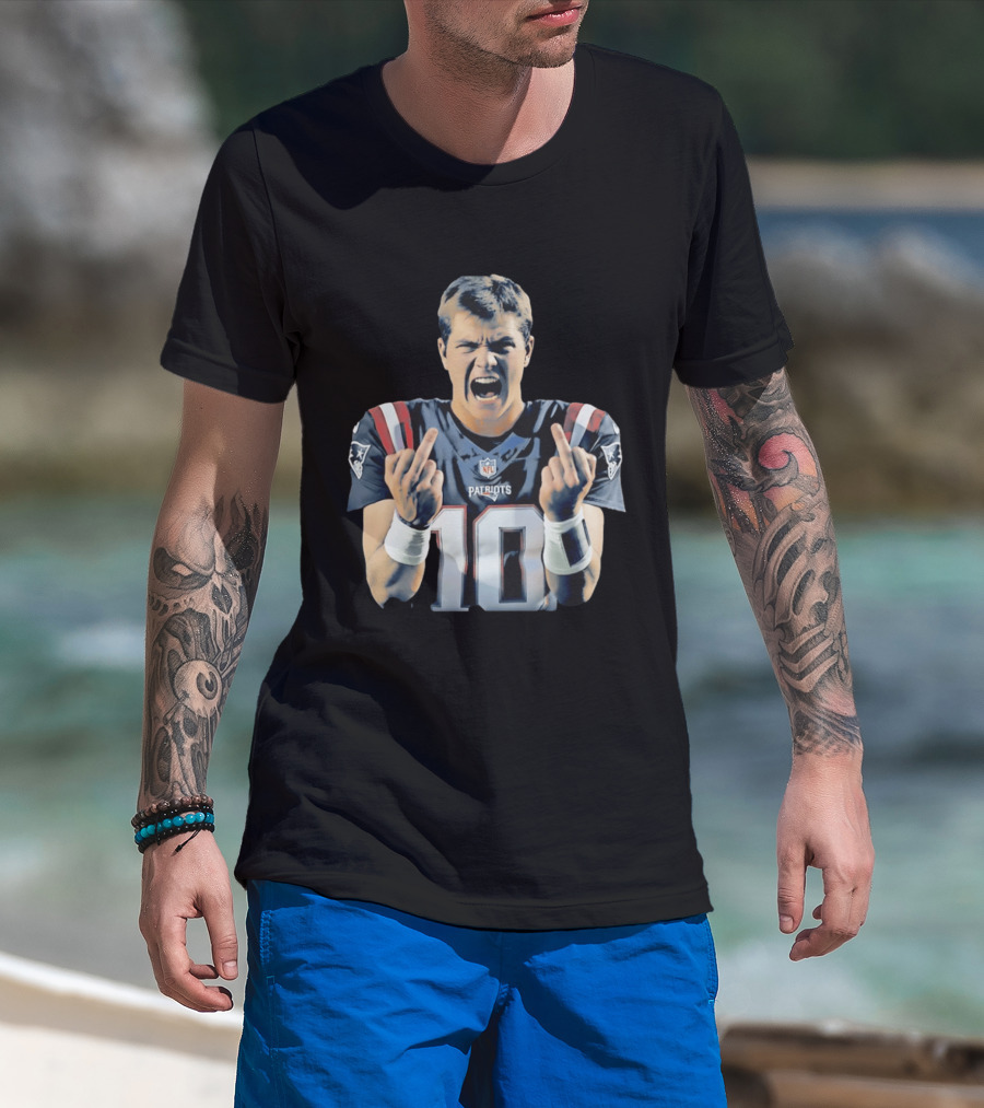Drake Maye NE Patriots NFL Middle Finger T-Shirt