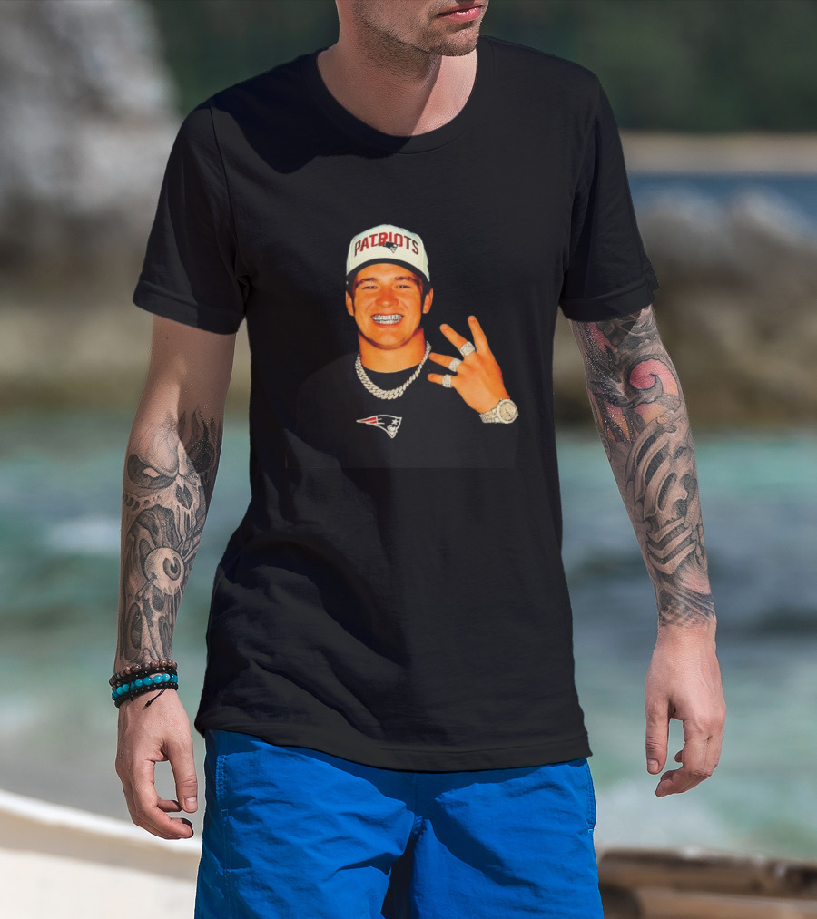 Drake Maye Patriots Ring Collection With New England Patriots Hat And Jewelry T-Shirt