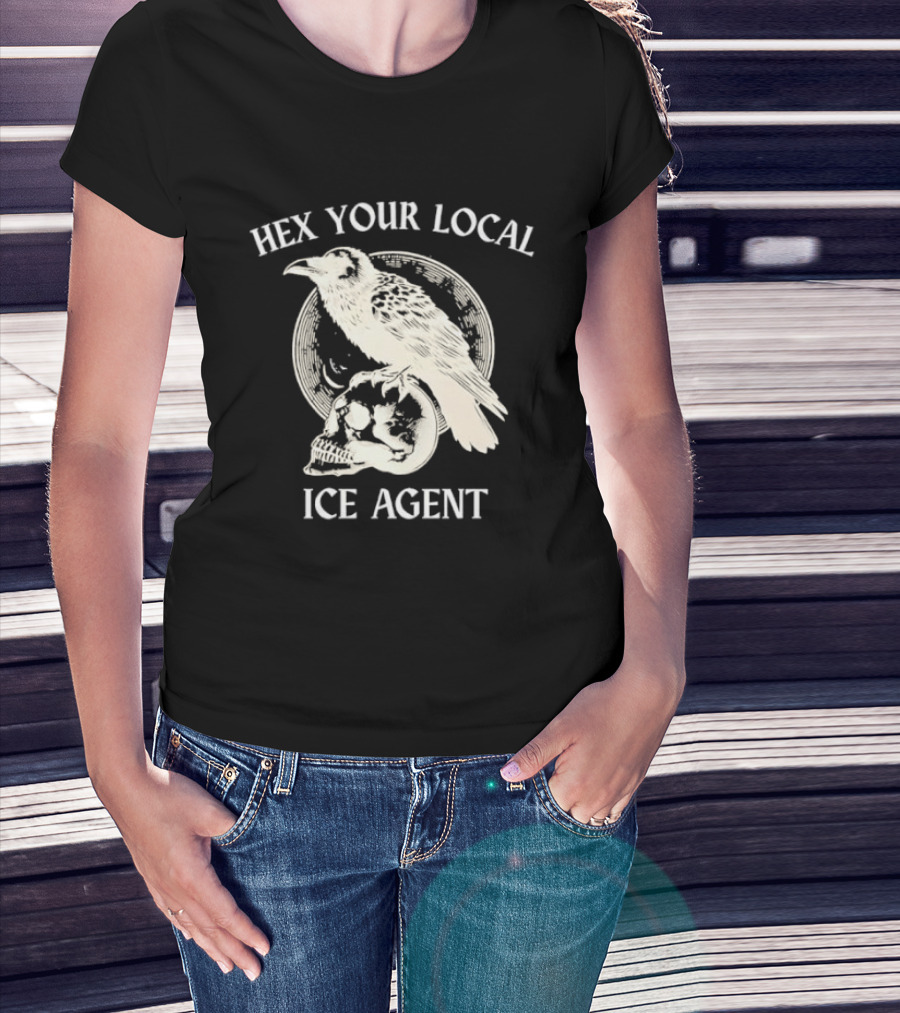 Hex Your Local Ice Agent Raven Skull T-Shirt