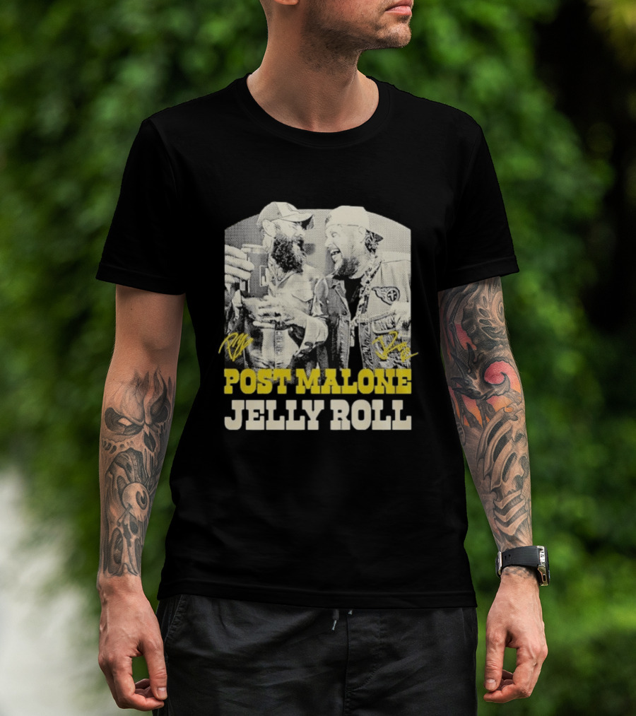 Post Malone Jelly Roll Collaboration Signatures T-Shirt