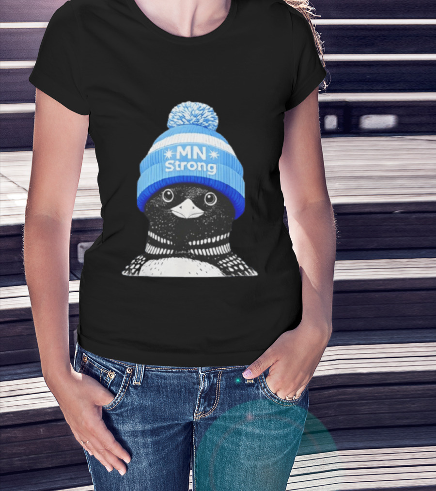 MN Strong Penguin Blue Hat Minnesota T-Shirt