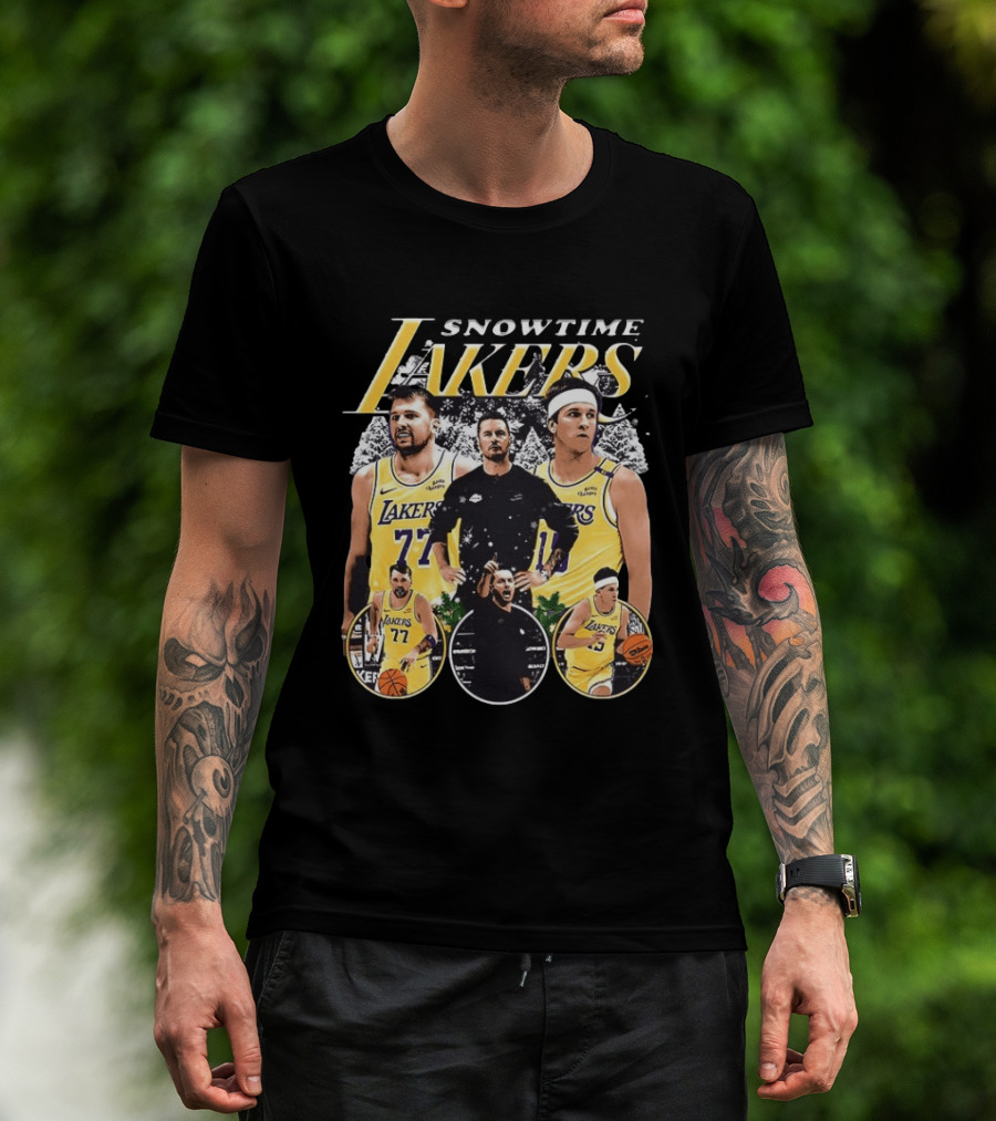 Snowtime Lakers Basketball Champions Iconic Players And Coach T-Shirt