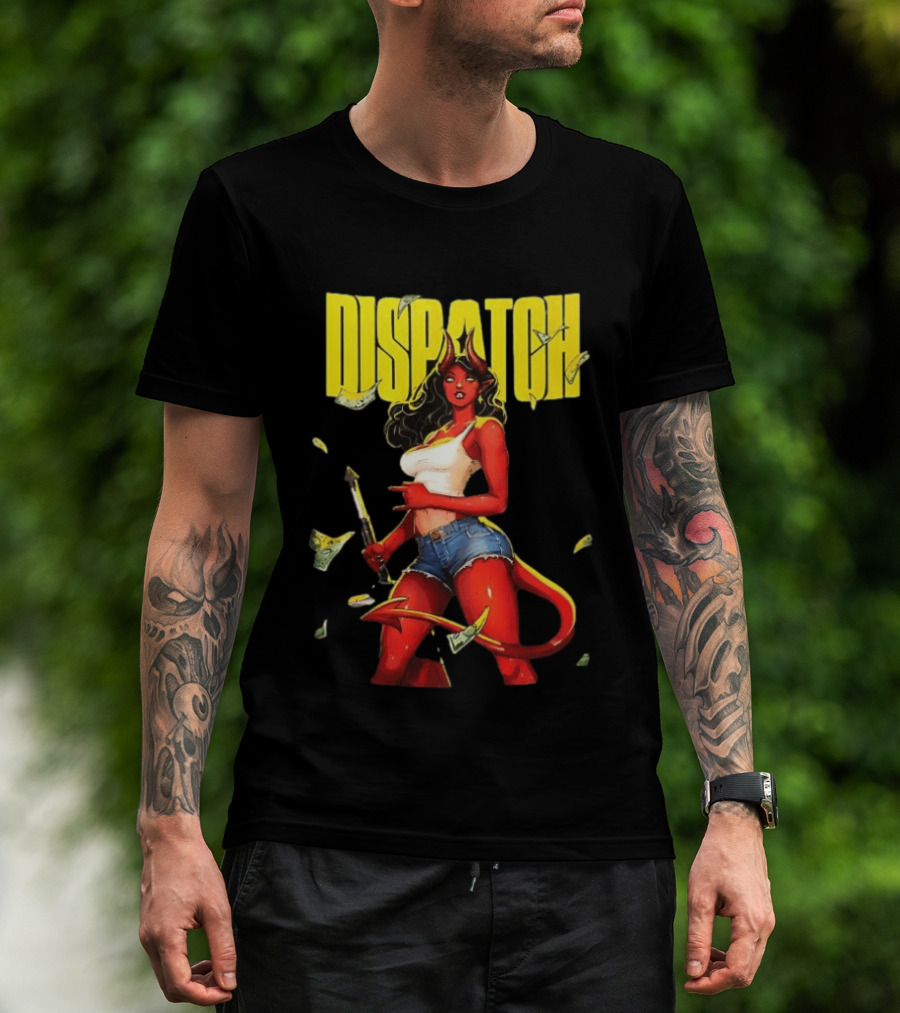 Parky Dispatch Malevola Devil Woman In Denim And White Top With Yellow T-Shirt
