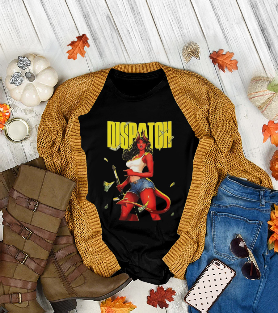 Parky Dispatch Malevola Devil Woman in Denim and White Top with Yellow T-Shirt