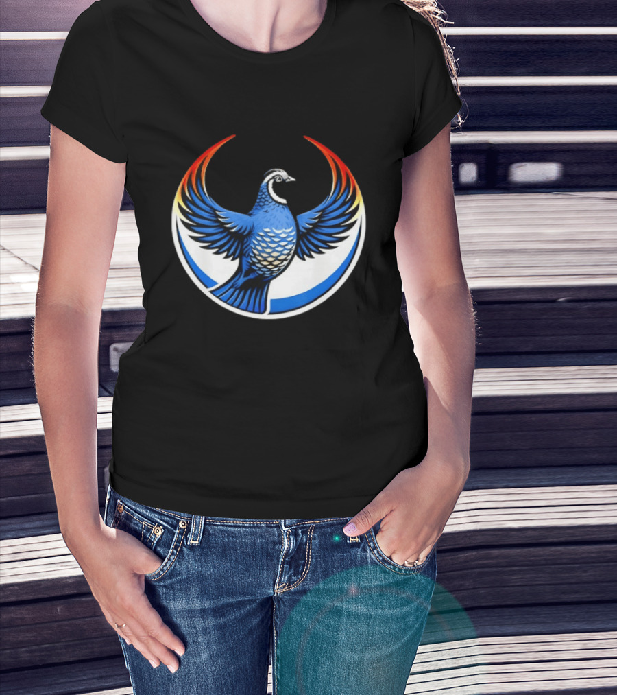 California Quail Wings Up Blue T-Shirt