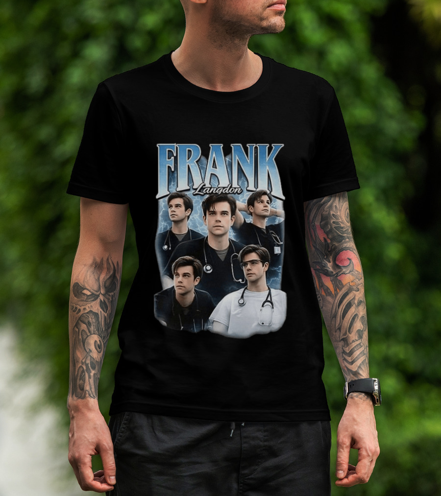 FRANK Langdon Doctor Character Lightning Background Stethoscope T-Shirt