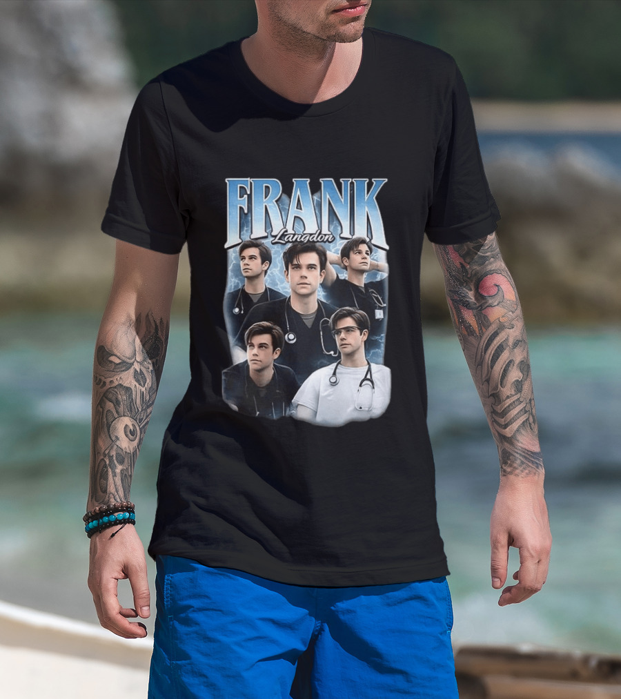 FRANK Langdon Doctor Character Lightning Background Stethoscope T-Shirt