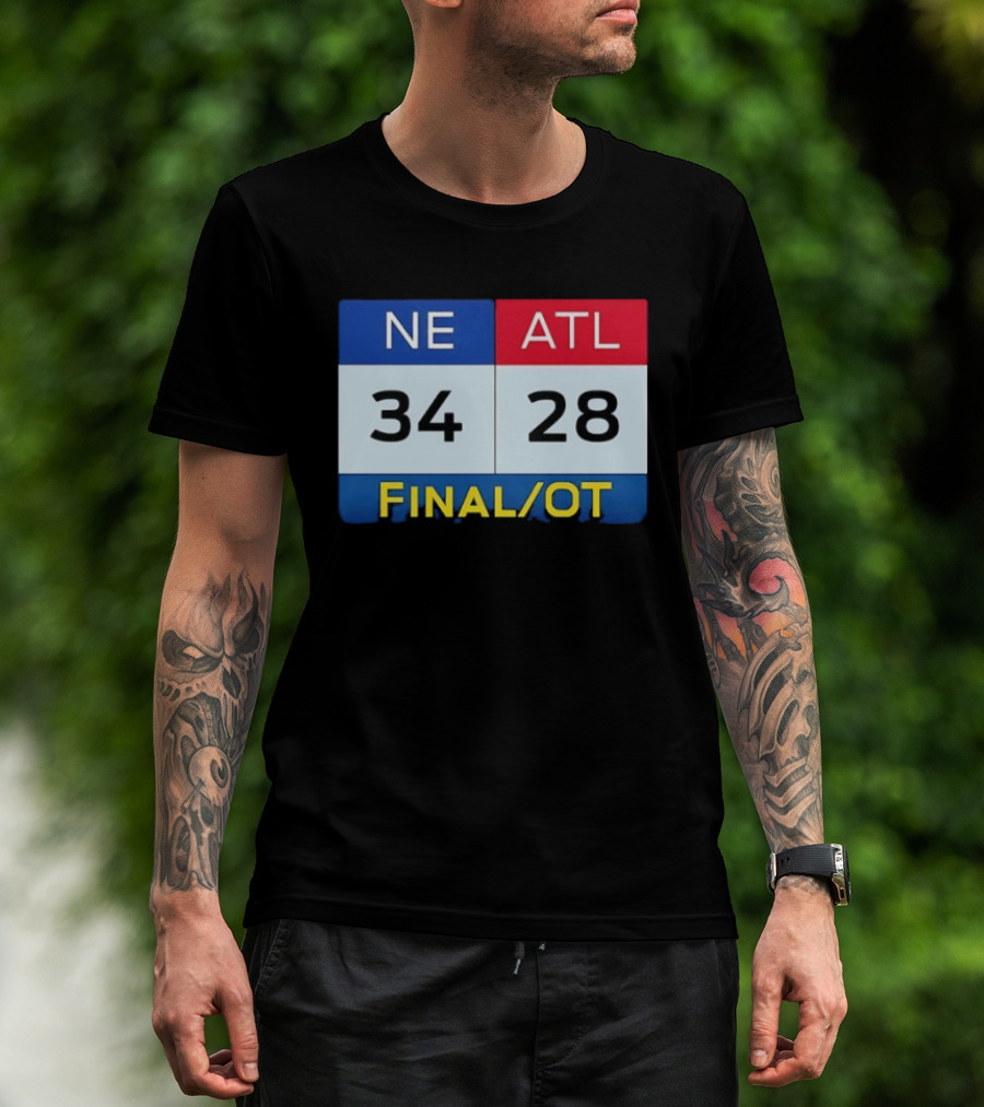NE 34 ATL 28 Final OT Super Bowl LI Scoreboard T-Shirt