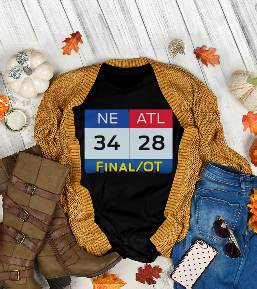 NE 34 ATL 28 Final OT Super Bowl LI Scoreboard T-Shirt