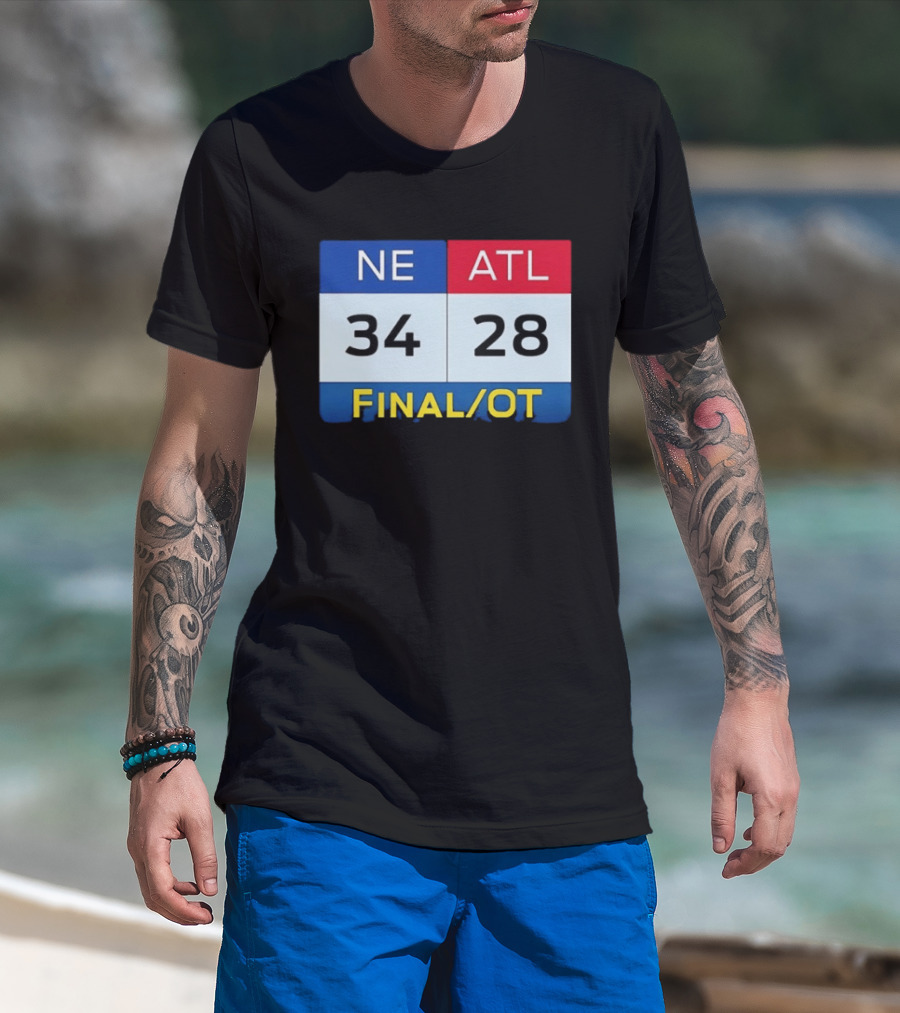 NE 34 ATL 28 Final OT Super Bowl LI Scoreboard T-Shirt
