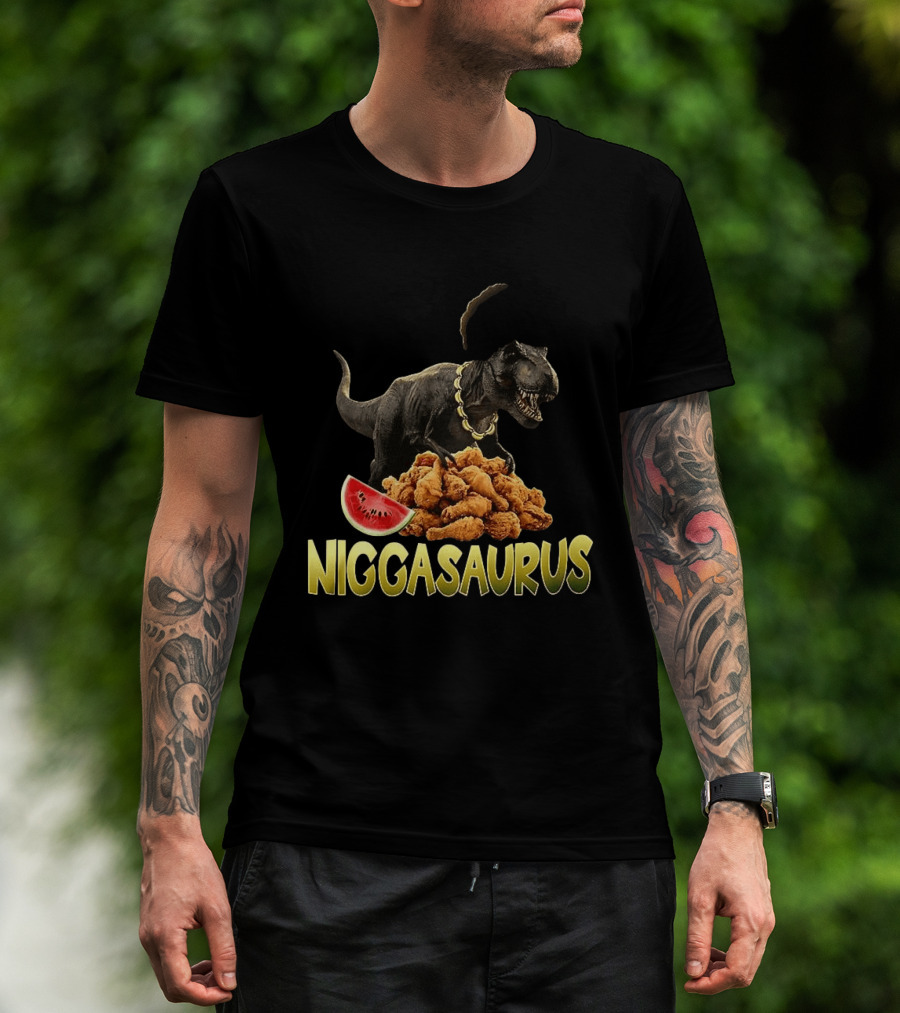 Niggasaurus Fried Chicken And Watermelon Meme T-Shirt