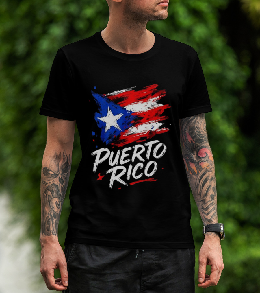 Puerto Rico Flag Brush Stroke Style Classic Representation T-Shirt