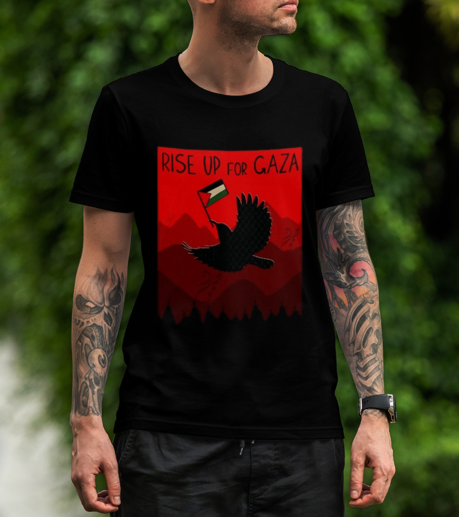 Rise Up For Gaza Palestinian Flag Bird T-Shirt