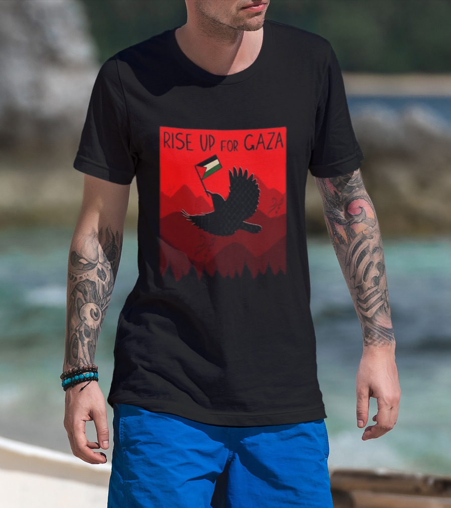 Rise Up For Gaza Palestinian Flag Bird T-Shirt