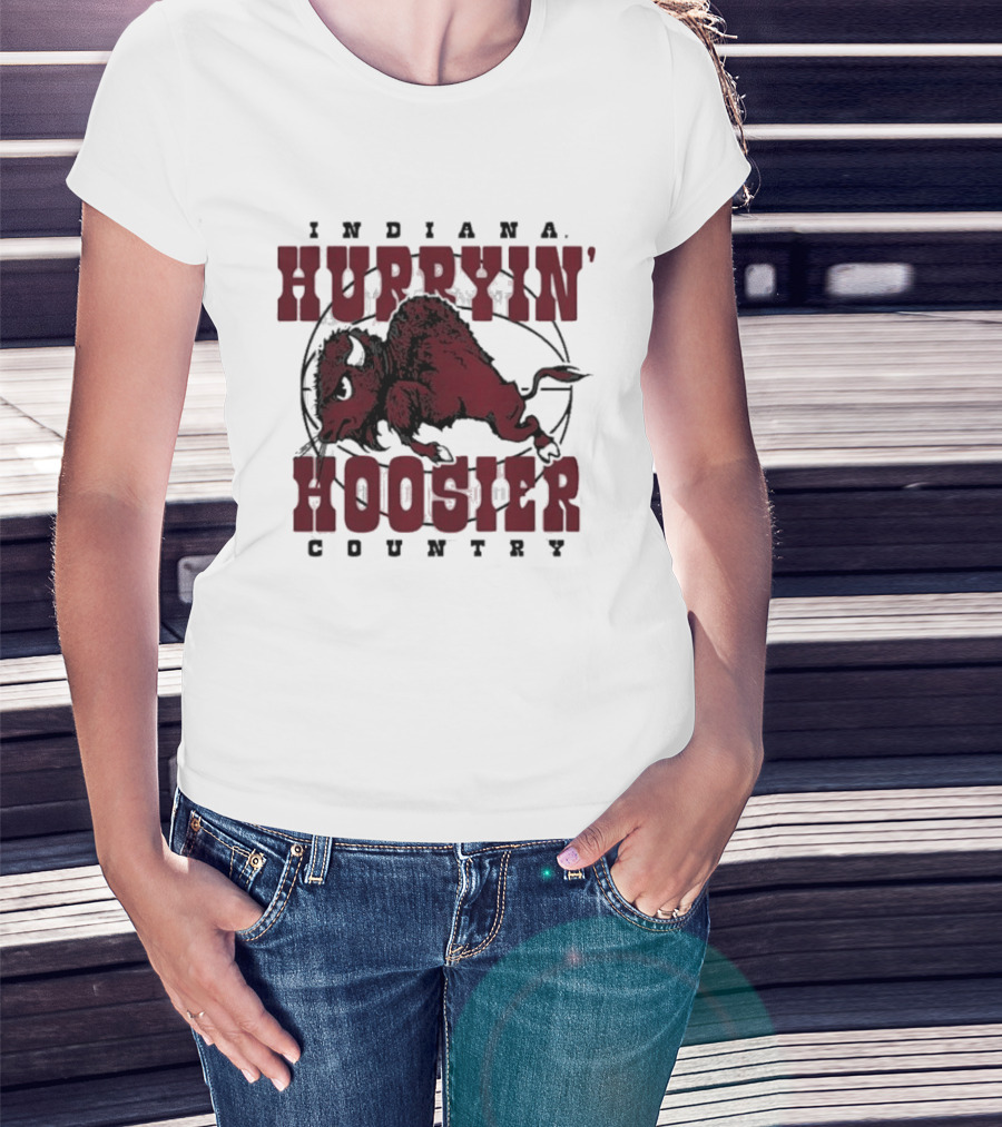 Indiana Hoosiers Basketball Hurryin' Hoosier Country Buffalo T-Shirt