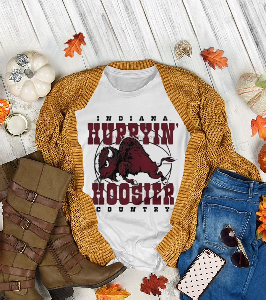 Indiana Hoosiers Basketball Hurryin' Hoosier Country Buffalo T-Shirt