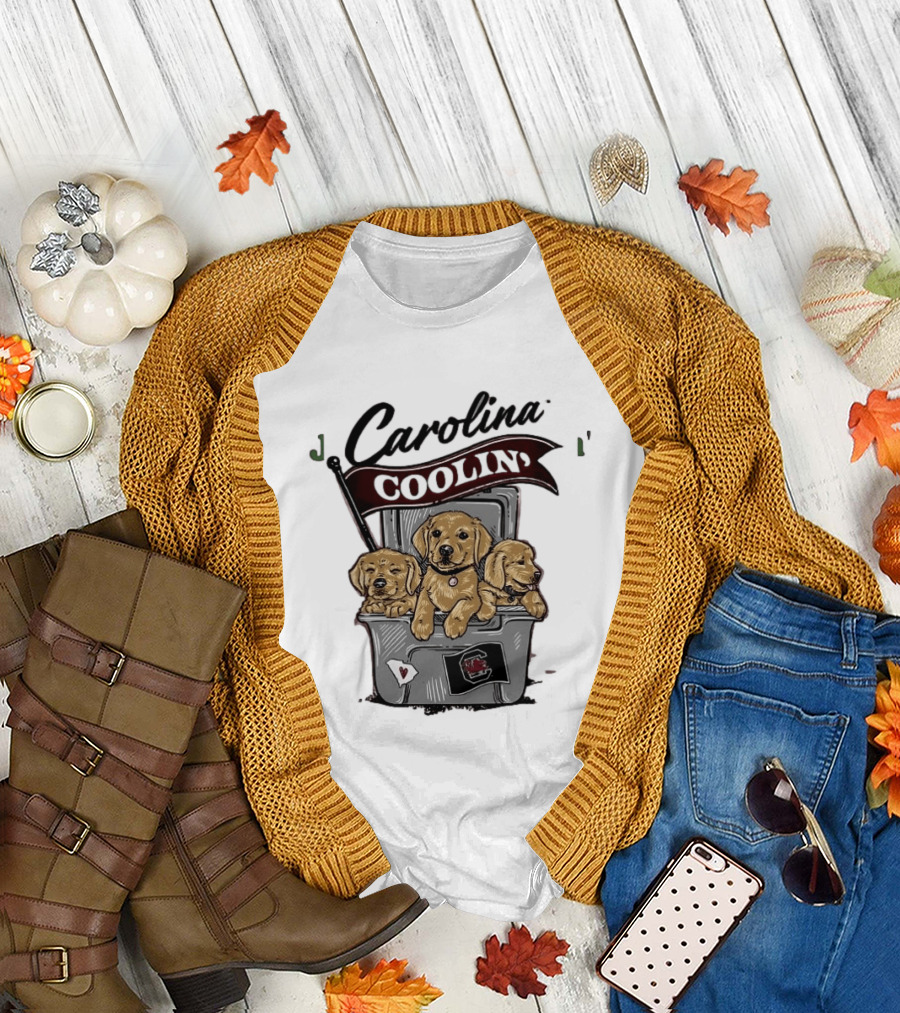 Carolina Coolin' South Carolina Gamecocks Puppies in Ice Chest T-Shirt