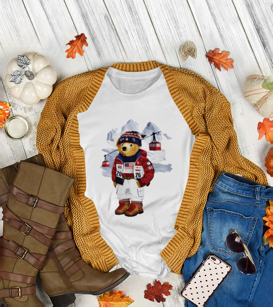 Taylor Olympics 2026 Bear Winter Skiing Outfit T-Shirt