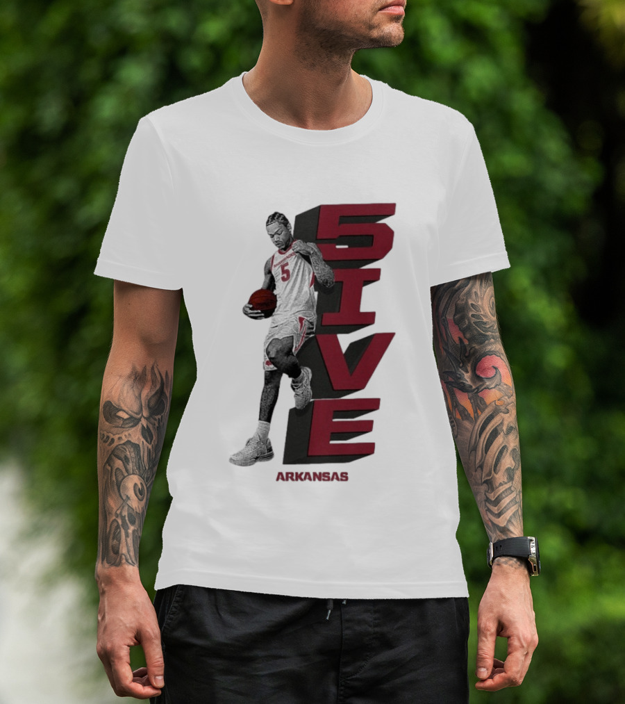 Darius Acuff Jr. 5ive Arkansas Razorbacks Basketball Player T-Shirt