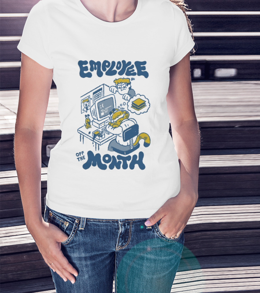 Employee Of The Month Henrique Torres Cat Sleeping Computer Sandwich T-Shirt