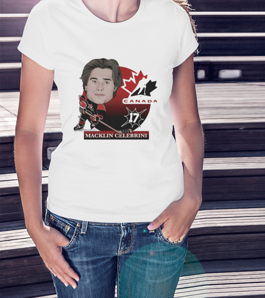 Hockey Canada Macklin Celebrini 17 Canada Leaf T-Shirt
