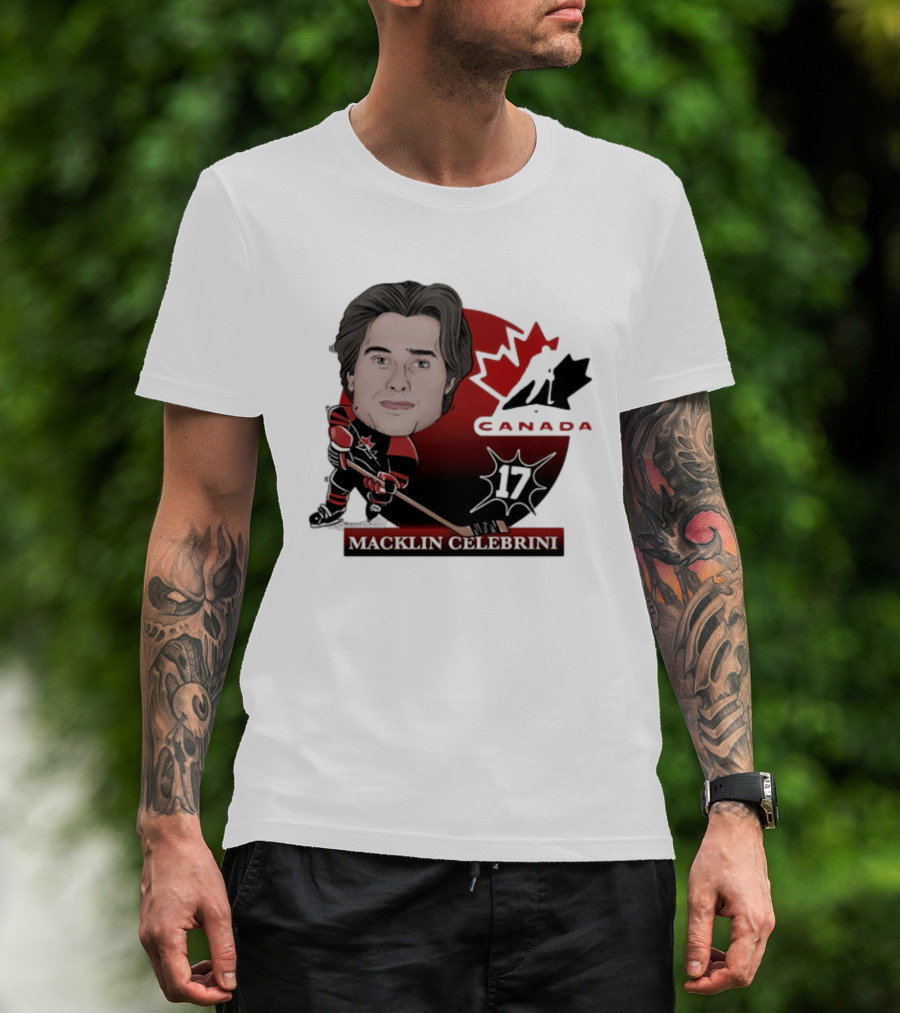 Hockey Canada Macklin Celebrini 17 Canada Leaf T-Shirt