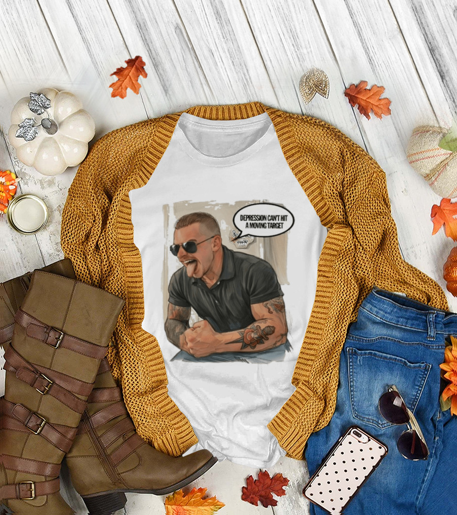 Joey Keegan Flex Pose Depression Can't Hit a Moving Target T-Shirt
